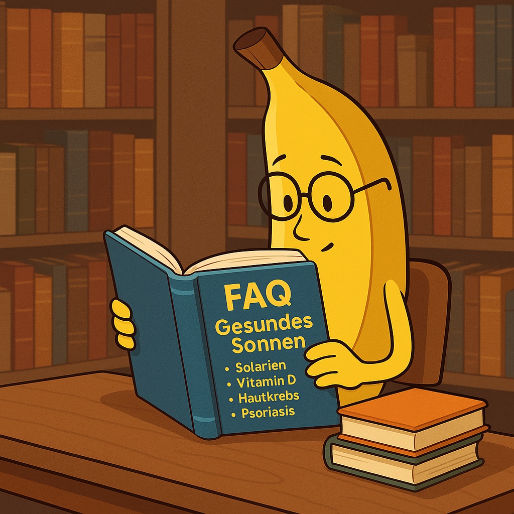 Banane liest über gesundes Sonnen